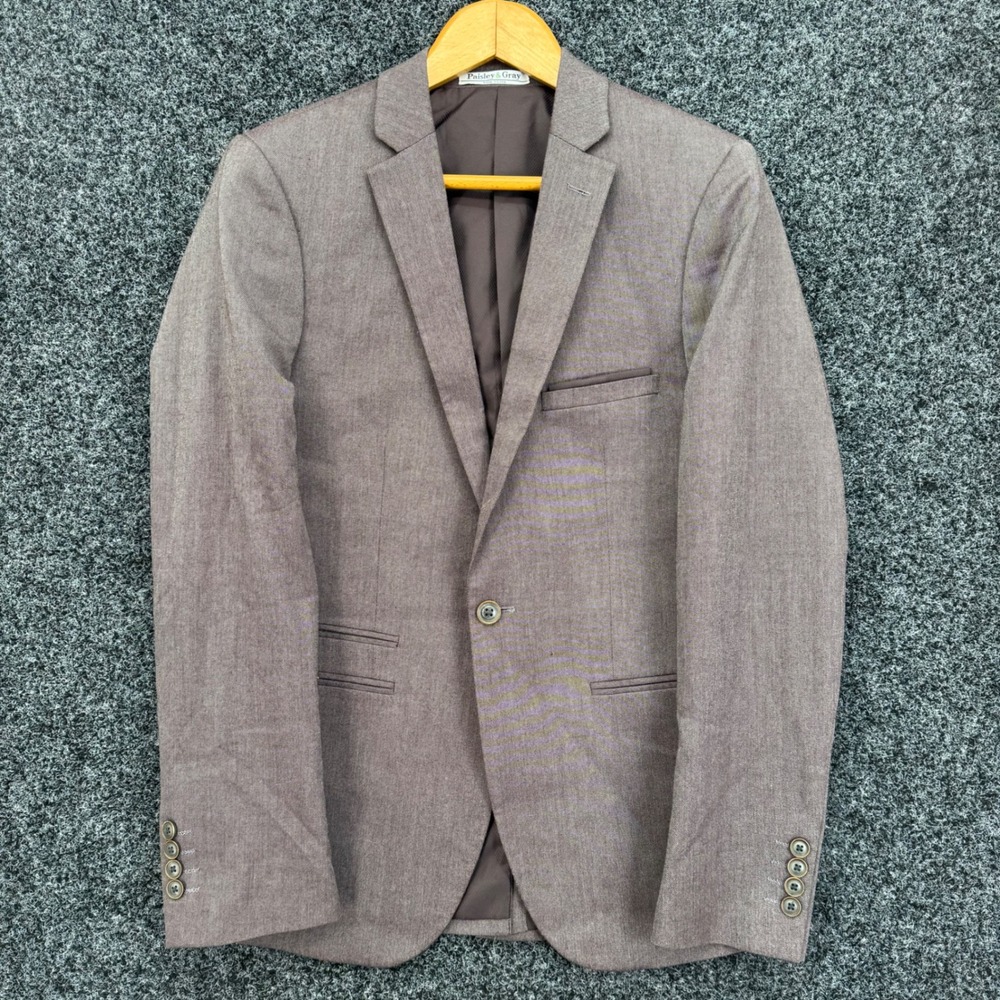 Paisley & Gray Mens Slim Fit Blazer Brown Heathered Stretch Sport Coat Size 36